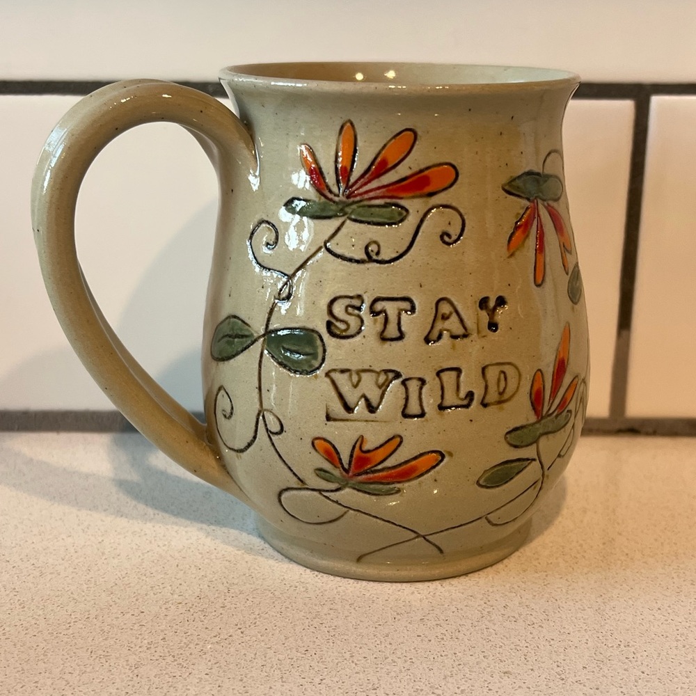 Handmade Studio Pottery “Stay Wild” Mug | Artisan Ceramic Coffee Cup | Signed - Picture 2 of 5